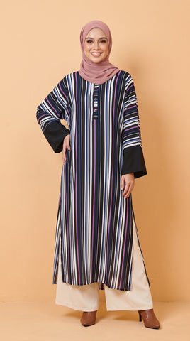 MOROCCON LONG TUNIC - PINK/ BLUE STRIPES