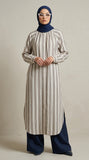 NAURA STRIPES LONG TUNIC - Oat