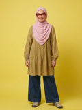 PLEATED LONG BLOUSE - MATCHA STRAWBERRY STRIPES