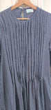 PLEATED LONG BLOUSE - MINI CHECKERED NAVY