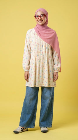PLEATED LONG BLOUSE - DAISY SOFT YELLOW