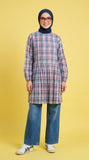 PLEATED LONG BLOUSE - CHECKERED E